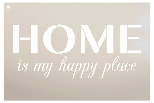 Home is My Happy Place Stencil by StudioR12 | Reusable Mylar Template | Use to Paint Wood Signs - Front Porch - Pallets - New Home - DIY Home Welcome Decor - Select Size