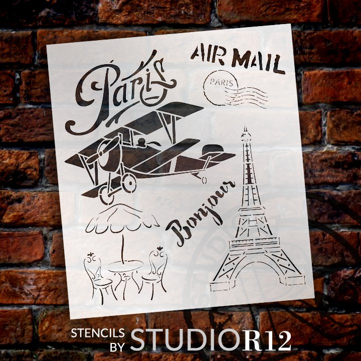 
                  
                air mail,
  			
                airplane,
  			
                bonjour,
  			
                cafe,
  			
                Eiffel Tower,
  			
                French,
  			
                French ephemera,
  			
                paris,
  			
                parisian,
  			
                postage,
  			
                Stencils,
  			
                Studio R 12,
  			
                StudioR12,
  			
                StudioR12 Stencil,
  			
                Template,
  			
                travel,
  			
                vintage,
  			
                  
                  