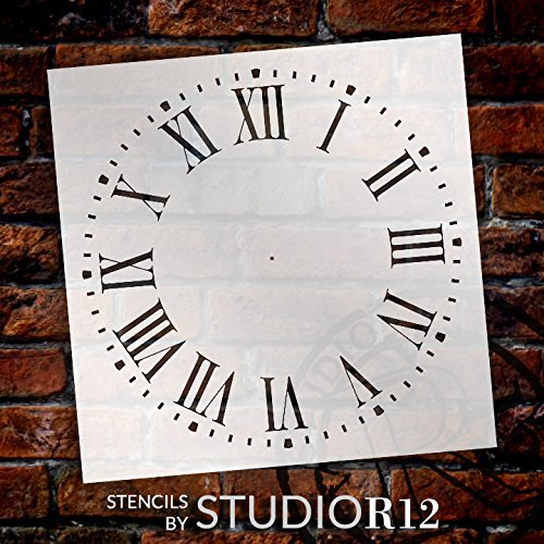Farmhouse Clock Face Stencil by StudioR12 Roman Numerals Clock Art