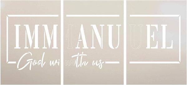 Immanuel God with Us Jumbo 3-Part Stencil by StudioR12 | DIY Faith Script Christmas Home Decor | Craft & Paint Oversize Bible Verse Wood Signs | Reusable Mylar Template | Extra Large | 48 x 22 inch