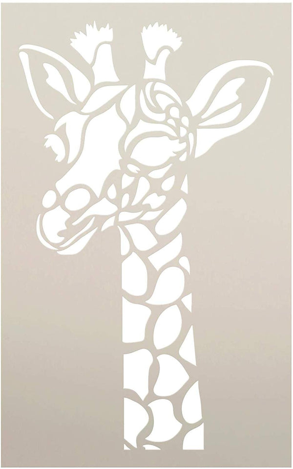 Giraffe Portrait Stencil by StudioR12 | Zoo Animals | DIY Creativity Fun Kids Gift | Family School Nursery Play Room Craft Cute School Home Decor | Reusable Mylar Template Paint Wood Sign