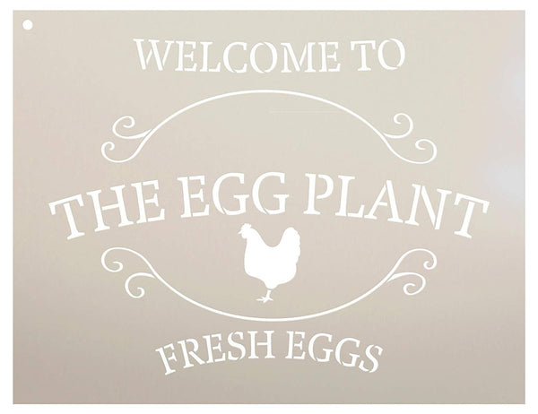 Welcome to The Egg Plant - Fresh Eggs by StudioR12 | Reusable Mylar Template | Use to Paint Wood Signs | DIY Country Decor - Select Size | STCL2208