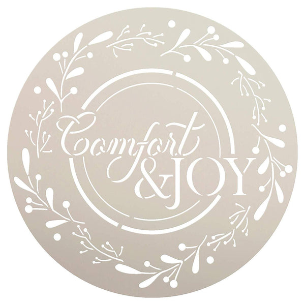 Comfort & Joy Wreath Stencil by StudioR12 | Reusable Mylar Template | Paint Wood Sign | Christmas Decor | Holiday DIY Winter Gift - Mistletoe | Select Size | STCL2943