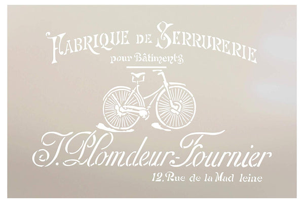 French Vintage Bicycle Stencil by StudioR12 | DIY Old Ephemera Home Decor & Furniture | Antique Bike Script Word Art | Craft & Paint Wood Signs | Reusable Mylar Template | Select Size
