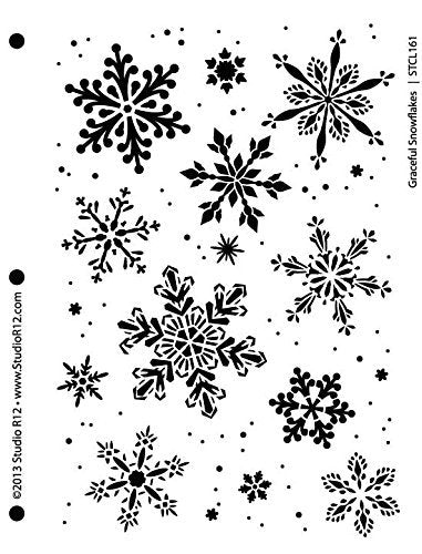 Snowflake Stencil by StudioR12 | Delicate Winter Art - Reusable Mylar Template | Painting, Chalk, Mixed Media | Use for Wall Art, DIY Home Decor 