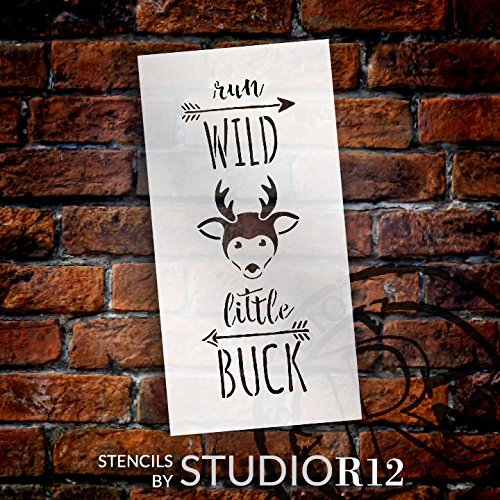 Run Wild Little Buck - Tall Woodland - Word Art Stencil - 5