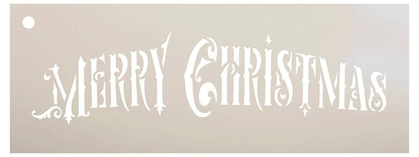 Merry Christmas Ornate Stencil - by StudioR12 | Reusable Mylar Template | Use to Paint Wood Signs - Pallets - Pillows - DIY Christmas Season Decor - Select Size (22