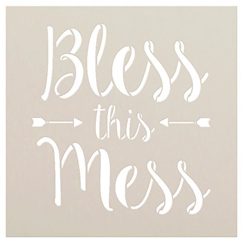 Bless This Mess Stencil by StudioR12 | Reusable Mylar Template | Use to Paint Wood Signs - Pallets - Wall Art - Pillow - DIY Home Decor - SELECT SIZE | STCL2449