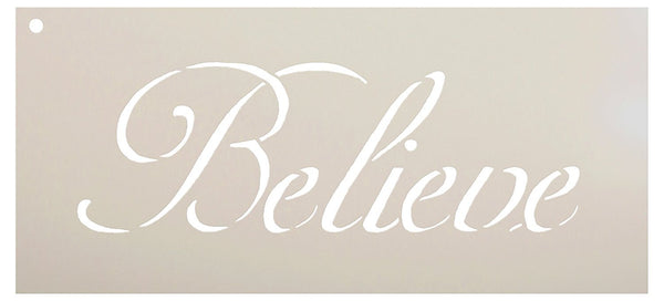Believe Word Stencil | Elegant Word Art | Painting, Chalk, Mixed Media | Use for Journaling, DIY Home Decor- STCL311 | Select size