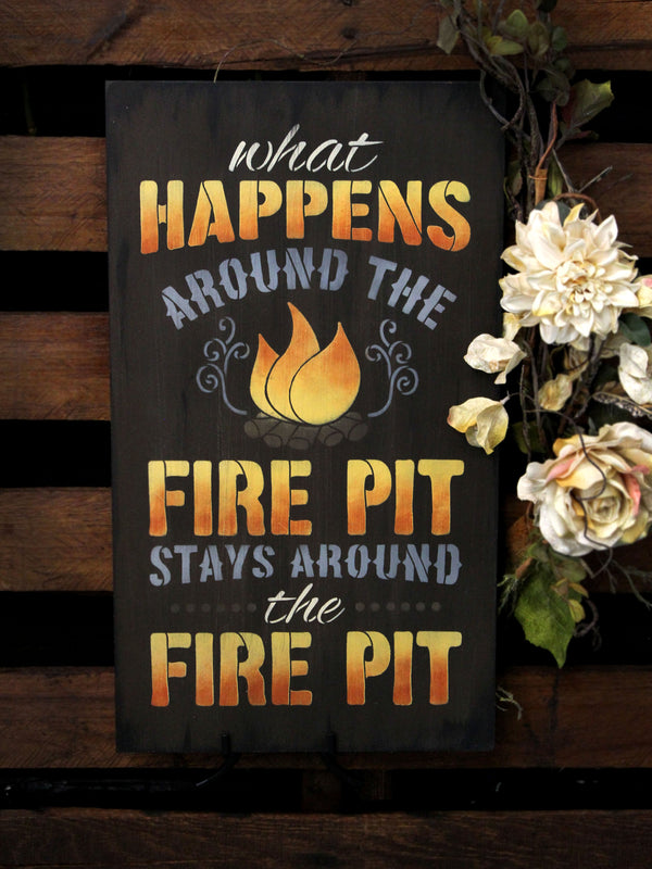 Fire Pit - Word Art Stencil - 12