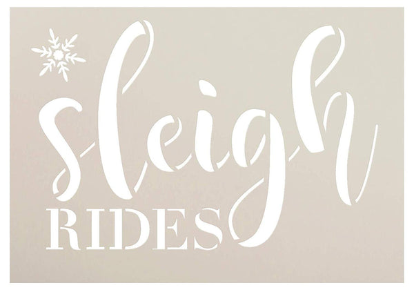Sleigh Rides Snowflake Stencil by StudioR12 | Christmas Winter Cursive Script | Reusable Mylar Template | Paint Wood Signs | Craft Holiday Home Decor | DIY Vintage Farmhouse | Select Size