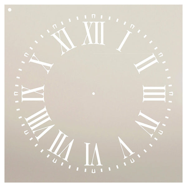 Farmhouse Clock Face Stencil by StudioR12 | Roman Numerals Clock Art - Reusable Mylar Template | Painting, Chalk, Mixed Media | DIY Decor - STCL2336 - SELECT SIZE