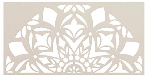 Mandala - Snow - Half Design Stencil by StudioR12 | Reusable Mylar Template | Use to Paint Wood Signs - Pallets - Pillows - Wall Art - Floor Tile - Select Size