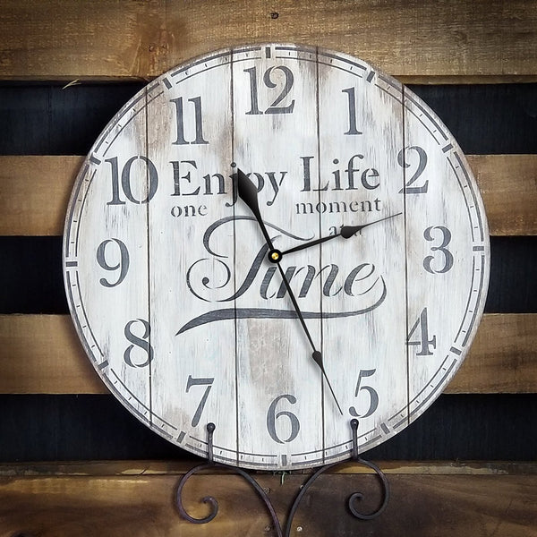 Round Clock Stencil - Enjoy Life One Moment at a Time Letters - Small to Extra Large DIY Painting Farmhouse Home Decor Art - Select Size | | STCL2429