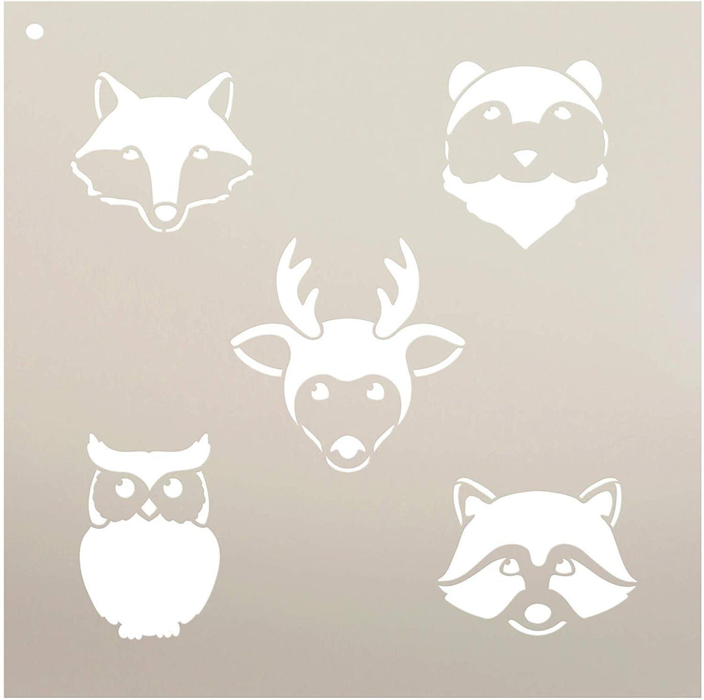 Woodland Animal Faces Stencil by StudioR12, DIY Nursery