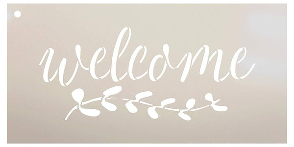 Welcome with Vine Stencil by StudioR12 | Reusable Mylar Template | Use to Paint Wood Signs - Front Porch - Pallets - New Home - DIY Home Decor - Select Size | STCL2250_1