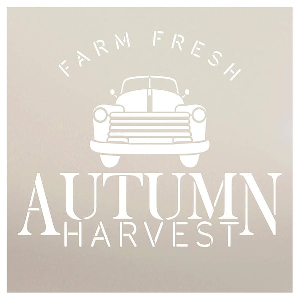 Farm Fresh Autumn Harvest Truck Stencil by StudioR12 | Wood Signs | Word Art Reusable | Pumpkin Apple | Painting Chalk Mixed Media Multi-Media | Use for Journaling, DIY Home - Choose Size