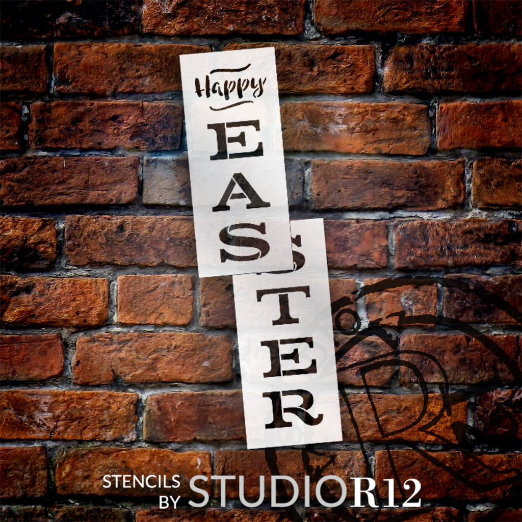Happy Easter Stencil with Bunny by StudioR12  DIY Christian Spring Ho –  StudioR12 Stencils