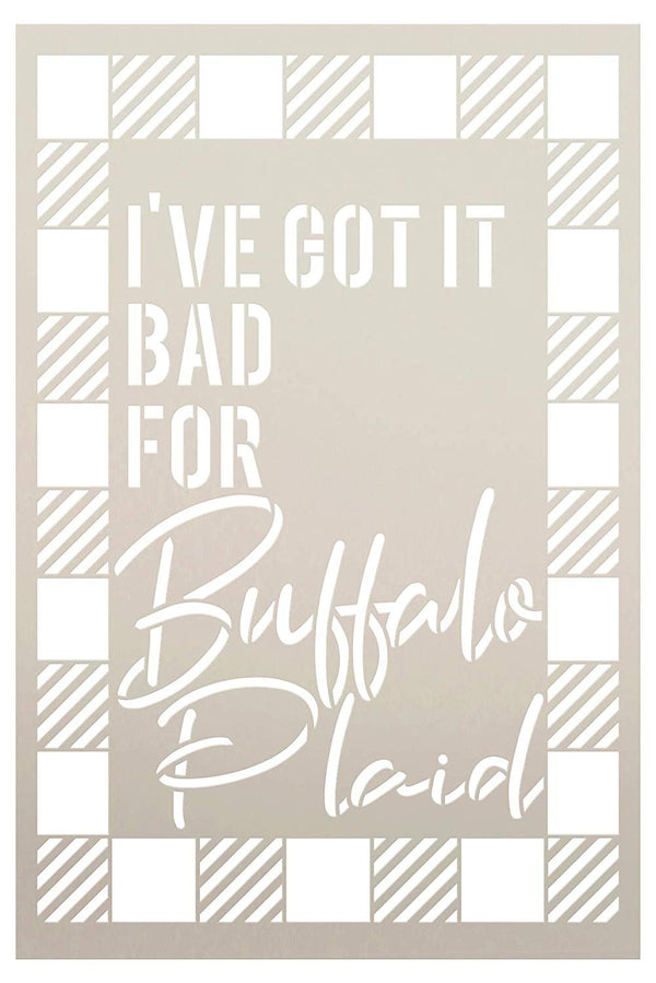 Got It Bad for Buffalo Plaid Check Stencil by StudioR12 | for Painting Wood Sign | Furniture Totes and Fabric | Lumberjack Pattern | Diagonal Large Square Pattern | DIY Home Decor - Choose