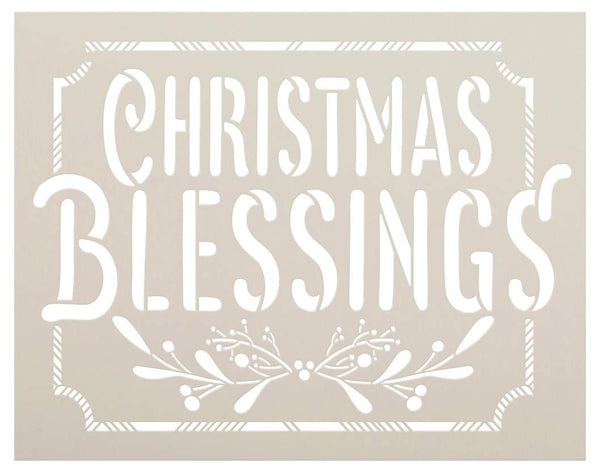 Christmas Blessings Stencil by StudioR12 | Buffalo Plaid with Mistletoe & Holly | Reusable Mylar Template | DIY Holiday Decor Gift | Paint Wood Signs | Home Crafting