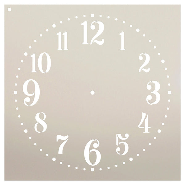 Provincial Clock Face Stencil by StudioR12 | Classic Numbers Clock Art - Reusable Mylar Template | Painting, Chalk, Mixed Media | DIY Decor - STCL2337 - SELECT SIZE