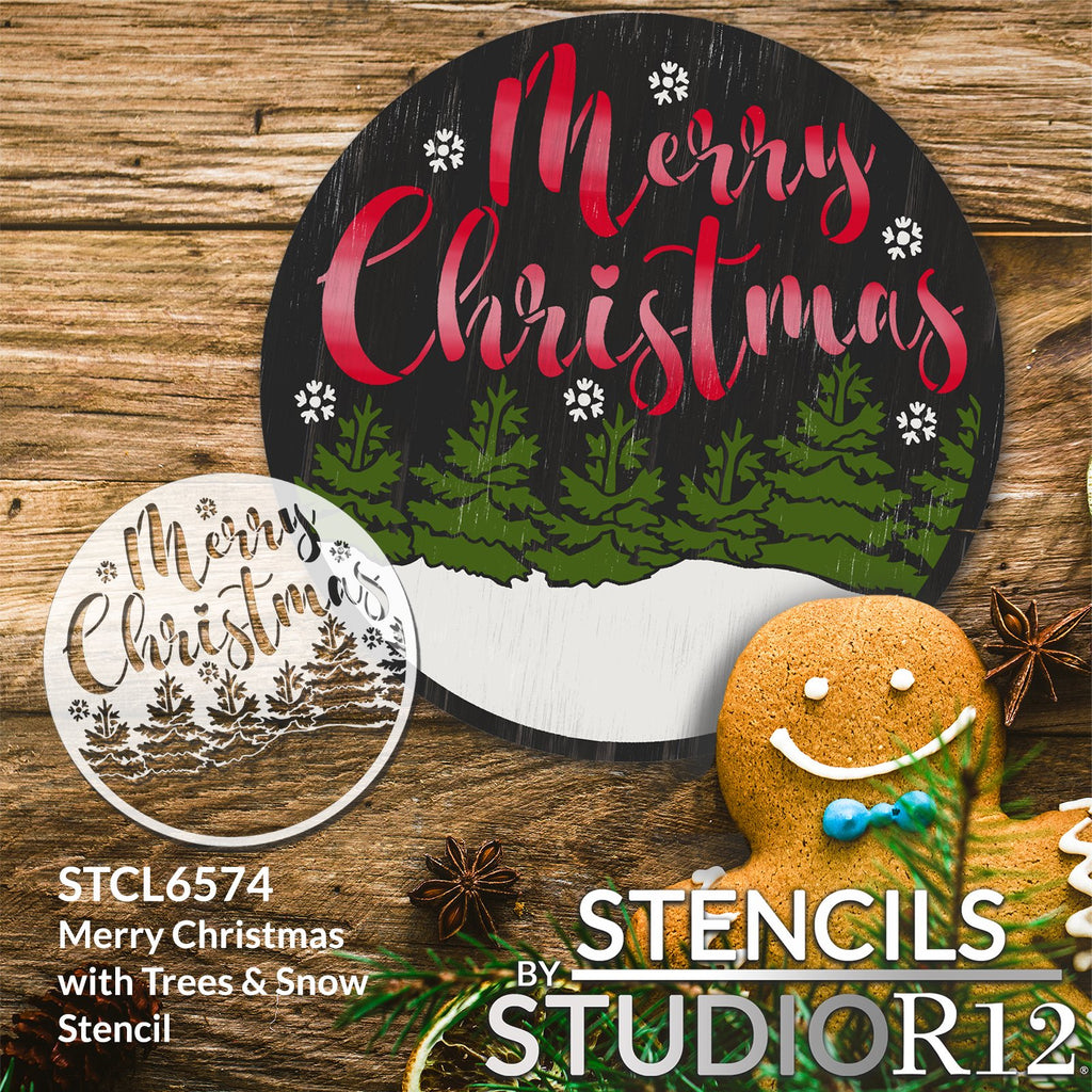 Merry Christmas Stencil Laser Cut on Reusable Mylar w/ Fast Shipping!