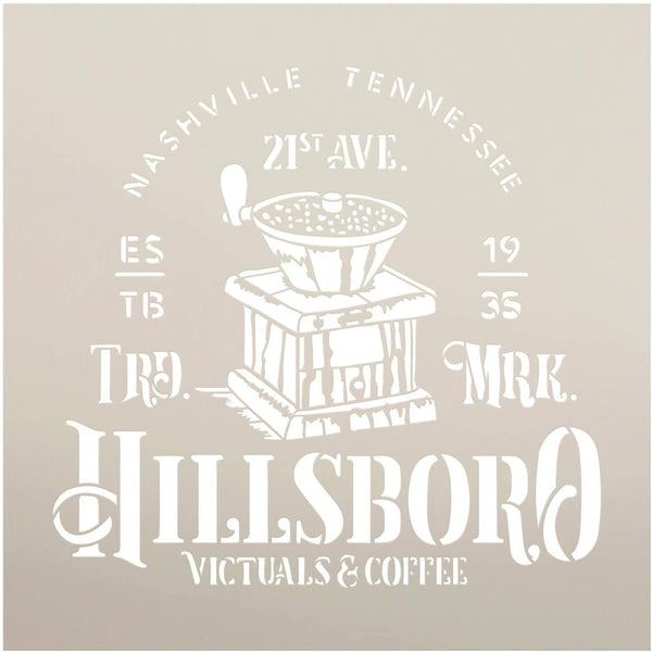 Hillsboro Victual & Coffee Stencil by StudioR12 | DIY Vintage Nashville Tennessee Home Decor | Craft & Paint Wood Sign | Reusable Mylar Template | Rustic South | Select Size
