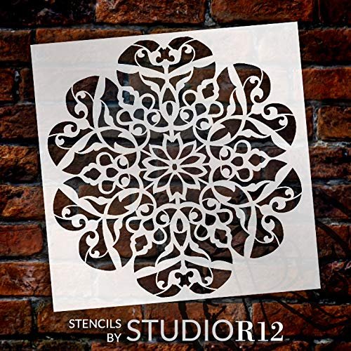 Mandala - Flower Swirls - Complete Stencil by StudioR12 | Reusable Mylar Template | Use to Paint Wood Signs - Pallets - Pillows - Wall Art - Floor Tile - Select Size | STCL2560