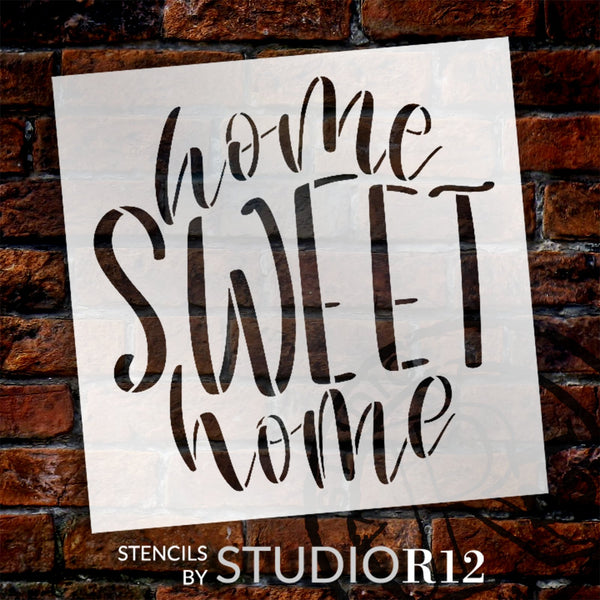 Home Sweet Home Script Stencil by StudioR12 | Craft DIY Home Decor | Paint Family Wood Sign | Reusable Mylar Template | Select Size | STCL6046