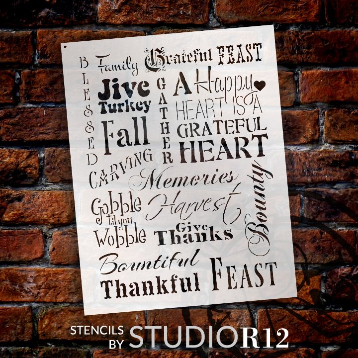 
                  
                autu,
  			
                Autumn,
  			
                Background,
  			
                Fall,
  			
                fall stencil,
  			
                give thanks,
  			
                grateful,
  			
                Home Decor,
  			
                stencil,
  			
                Stencils,
  			
                StudioR12,
  			
                StudioR12 Stencil,
  			
                Template,
  			
                Thankful,
  			
                thanks,
  			
                Thanksgiving,
  			
                Thanksgiving Stencil,
  			
                word,
  			
                word art,
  			
                word stencil,
  			
                  
                  