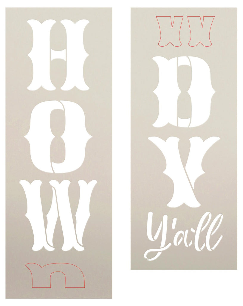 Howdy Y'all Tall Porch Sign Stencil by StudioR12 - Select Size