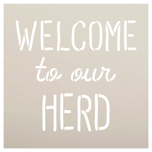Welcome to Our Herd Stencil by StudioR12 - Select Size - USA Made - DIY Farmhouse Cow Front Door & Home Decor - Craft & Paint Rustic Family Signs - STCL7062