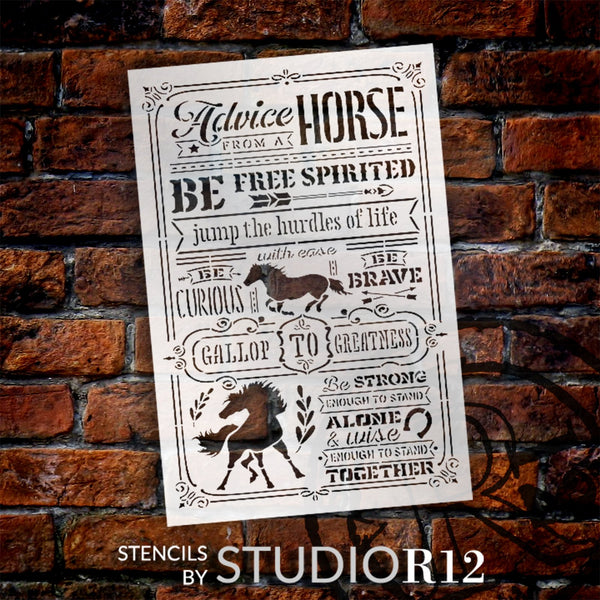 Advice from A Horse Stencil by StudioR12 - Select Size - USA Made - Craft DIY Farmhouse Home Decor | Paint Farm Theme Wood Sign | Reusable Mylar Template | STCL6547