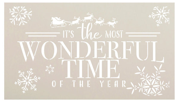 Most Wonderful Time of Year Stencil by StudioR12 | DIY Winter Snow Christmas Home Decor | Craft & Paint Wood Sign Reusable Mylar Template Select Size