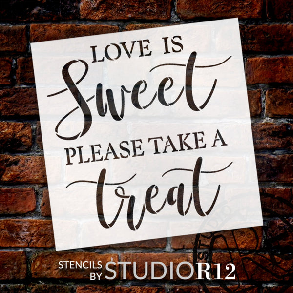 Love is Sweet Take A Treat Stencil by StudioR12 | Craft DIY Wedding Decor | Paint Wood Sign | Reusable Mylar Template | Select Size | STCL6087