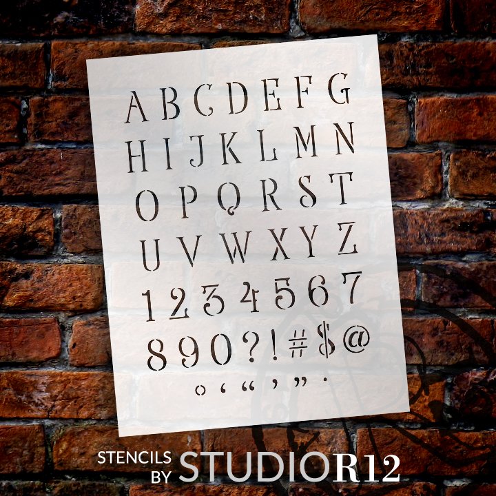 Elegant Serif Alphabet, Numbers and Symbols - Stencil - by StudioR12 –  StudioR12 Stencils