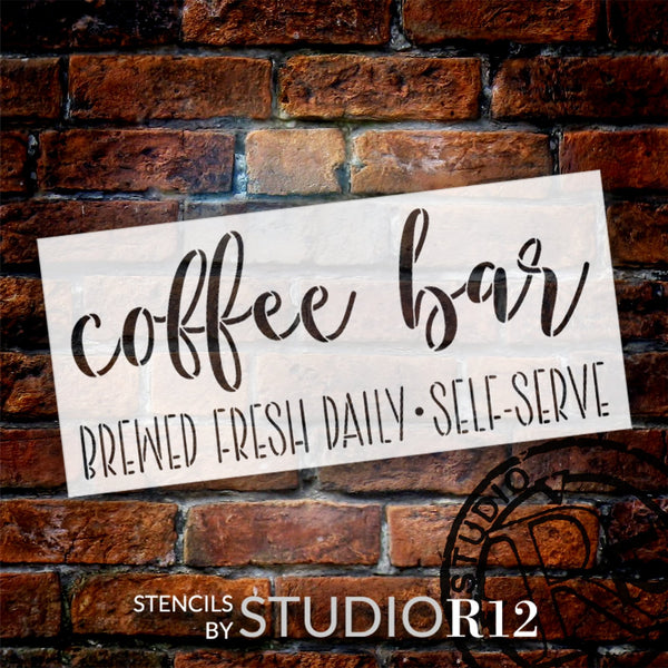 Coffee Bar Script Stencil by StudioR12 | Craft DIY Kitchen Home Decor | Paint Wood Sign | Reusable Mylar Template | Select Size | STCL6146