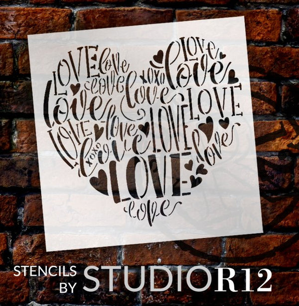 Love Heart Stencil by StudioR12 | DIY Valentine's Day Home Decor | Valentine Word Art | Craft & Paint Farmhouse Wood Sign | Select Size | STCL5590
