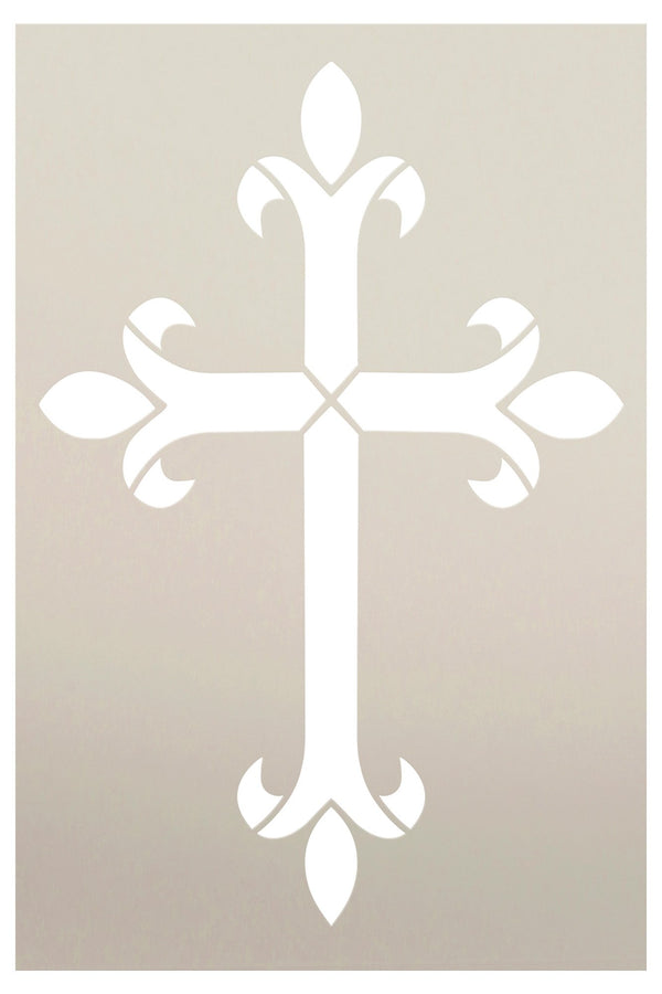 Fleur de Lis Cross Stencil by StudioR12 | Christian Wall Art Ideas for Painting | Craft DIY Faith Home Decor | Paint Fabric, Wood Signs | Select Size | STCL6385