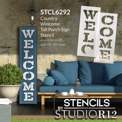 Traditional Serif Welcome Stencil by StudioR12, DIY Outdoor Farmhouse Home  Decor, Craft Vertical Wood Leaner Signs