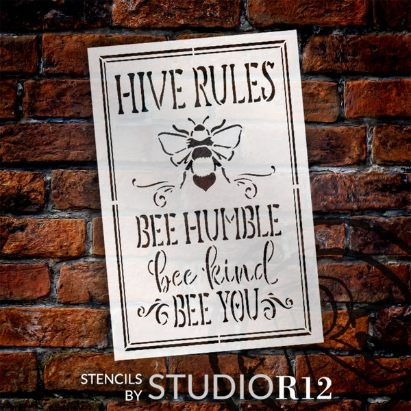 Hive Rules Stencil by StudioR12 | Craft DIY Inspirational Home Decor | Paint Spring Wood Sign | Select Size | STCL6099