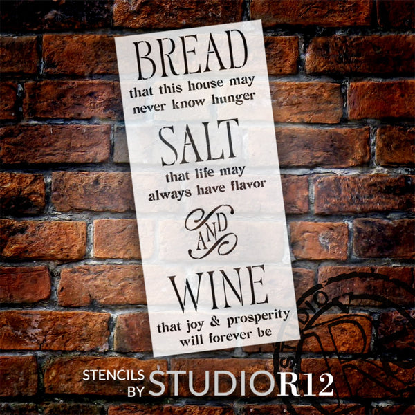 Bread, Salt, and Wine Movie Quote Stencil by StudioR12 | It's a Wonderful Life Inspired DIY Kitchen & Living Room Decor | Housewarming | Select Size | STCL6247