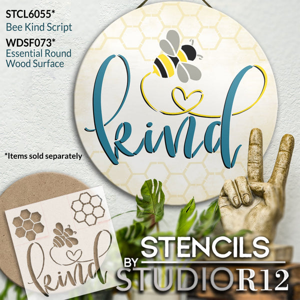 Bee Kind Script Stencil by StudioR12 | Craft DIY Spring Home Decor | Paint Inspirational Wood Sign | Reusable Mylar Template | Select Size | STCL6055