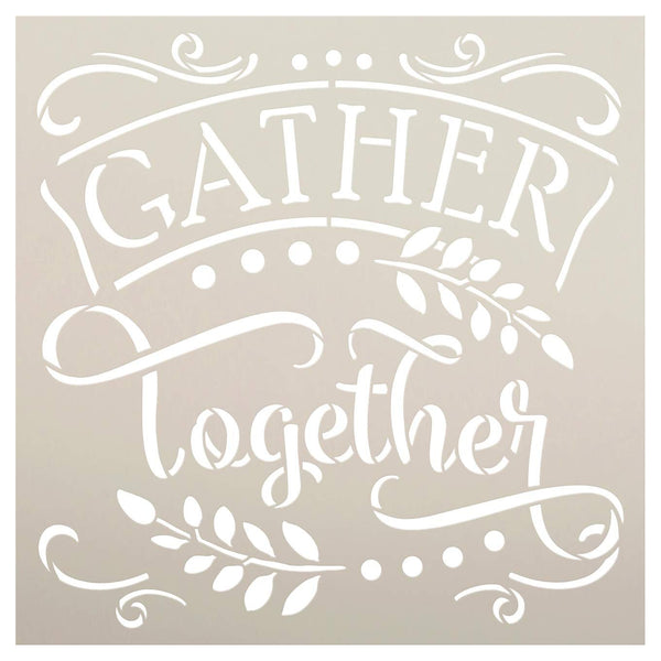 Gather Together Stencil by StudioR12 | DIY Farmhouse Fall & Autumn Home Decor | Paint Wood Signs | Reusable Template | Select Size