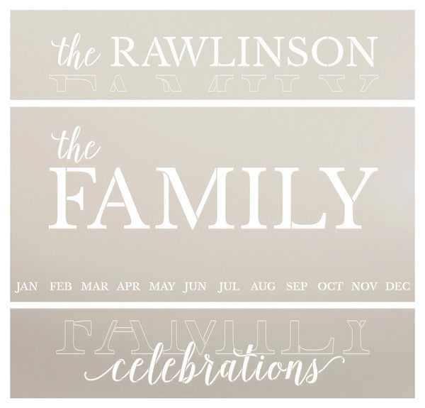 Personalized Family Celebrations Calendar Stencil by StudioR12 | Custom Last Name | DIY Home Decor | Craft & Paint Wood Signs | Size (27 x 13 inch) | PRST5809