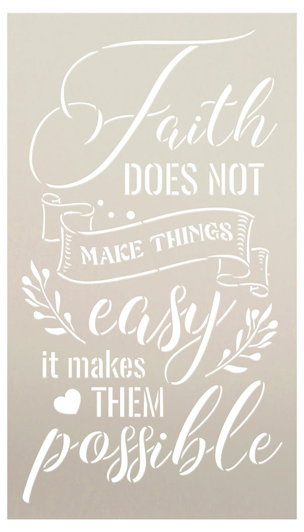 Faith Makes It Possible Stencil with Heart by StudioR12 | DIY Motivational Home Decor | Craft & Paint Wood Signs | Select Size