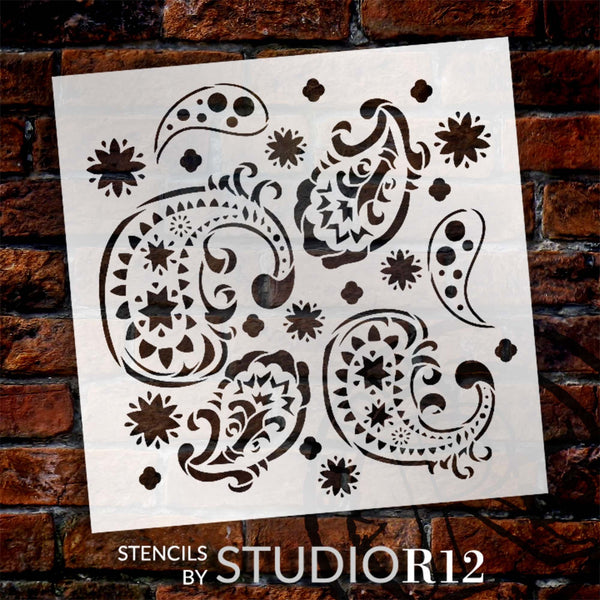 Star & Swirl Paisley Stencil by StudioR12 | Craft DIY Backsplash Home Decor | Paint Pattern Wood Sign | Reusable Mylar Template | Select Size | STCL6002