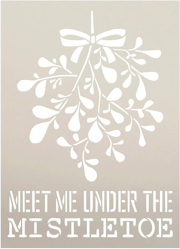 Meet Me Under The Mistletoe Stencil by StudioR12 | DIY Christmas Couple Home Decor | Craft & Paint Wood Sign | Reusable Mylar Template | Holiday Romance Love | Select Size