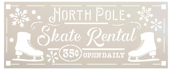 North Pole Skate Rental Stencil by StudioR12 | DIY Christmas Holiday Home Decor | Craft & Paint Wood Sign | Reusable Mylar Template | Open Cursive Script Snow | Select Size | STCL3650