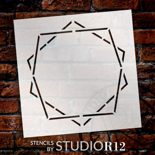 Double Pentagon Geometric Frame Stencil by StudioR12 - Select Size - USA MADE - Craft DIY Contemporary Home Decor | Paint Wood Sign - Mixed Media | STCL5986
